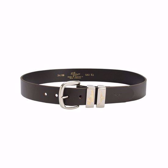 RM Williams 1.5″ Solid Hide Belt with 2 Engraved Silver/Gold Keepers
